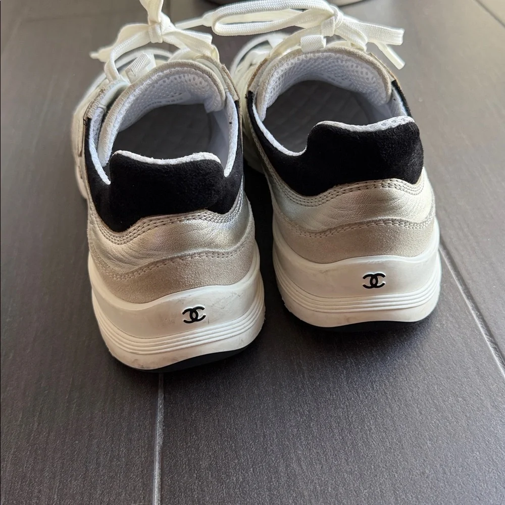 Chanel Metallic Leather Low-Top Sneakers